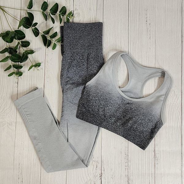 Yoga Set BH och Leggings Träningskläder Outfit för Kvinnor Lightgrey set M