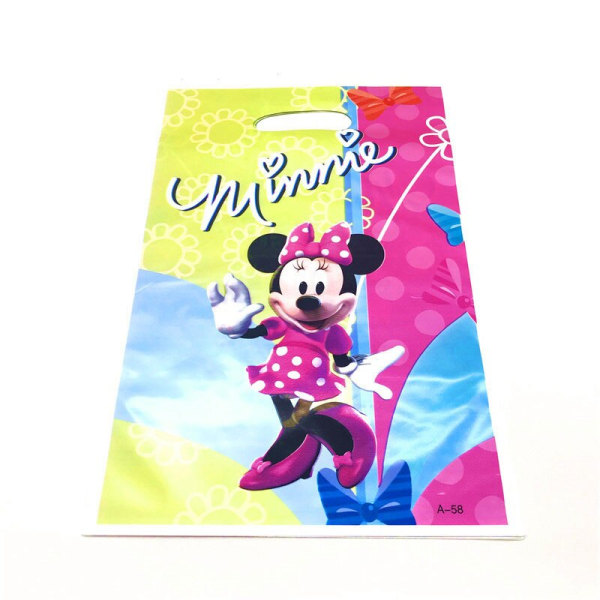 Minnie Mouse Engångsservis set Barn Födelsedagsfest Tillbehör Papperstallrik Kopp Servett Flagga Flicka Rosa Bröllopstårta Dekoration Bag-1PC3