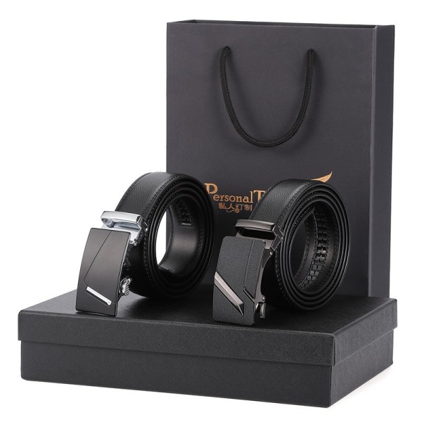 Gavepung Bælte Sæt Virksomhedsgave Herre Læder Todelt Gaveæske Bælte Spot a black (excluding gift bag) 110-130cm