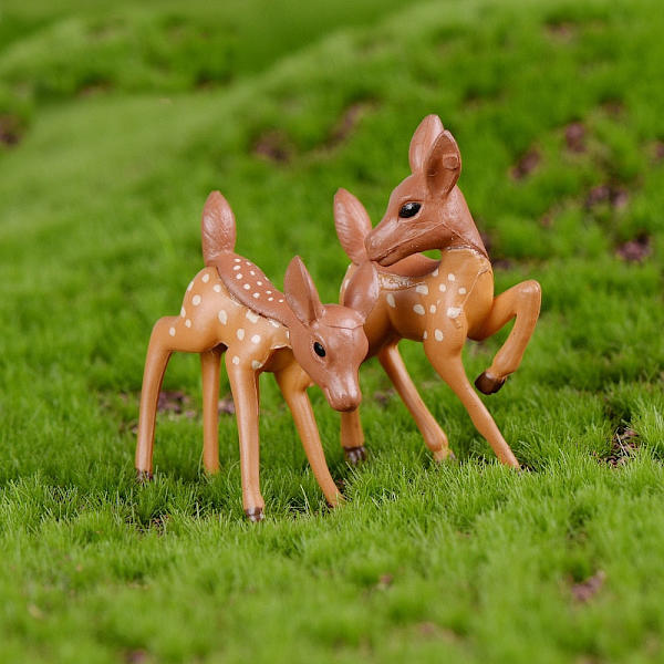 2 STK Kunstige Mini Sika Hjorte Giraf Eventyrhave Miniaturer Nisser Mos Terrarier Resin Håndværk Figurer Boligdekoration Default Title