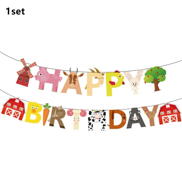 1 Set Folieballonger med Djurtema från Bondgården, Uppblåsbara, Grattis på Födelsedagen, Partydekoration, Barnfödelsedagstallrik, Mugg, Servett, Banner, Omslag Set 52pcs