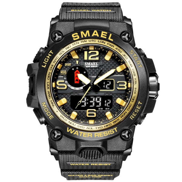 Warwolf 2 Special Forces Luminous Multi-Functional Vattentät Dubbel Display Män Middle School Student Sport Utomhus Stor Watch Män Black Silver