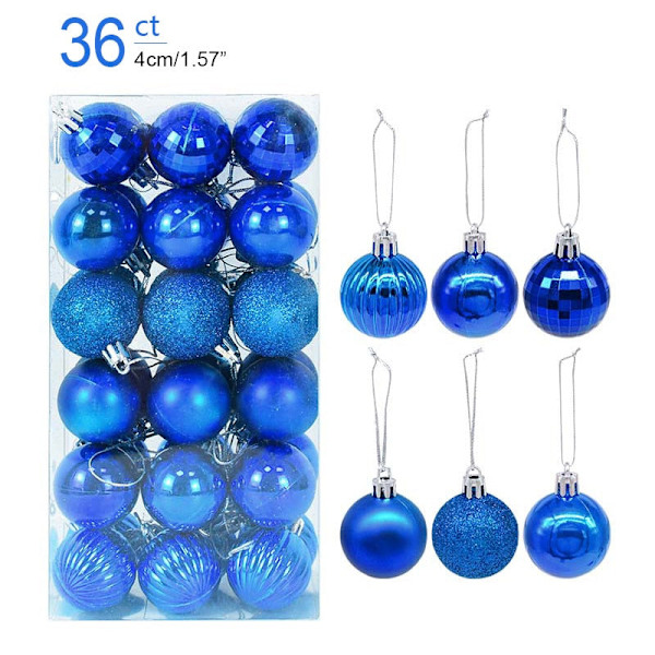 1 eske Julekuler Juletrepynt Julekule Xmas Hengende Treanheng Hjemmefestdekor 2023 Nyttårsgave Noel Navidad 36pcs royal blue as picture