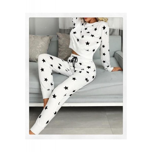 Pyjamas & Sovkläder Set Bomull Stjärnmönstrad Pyjamas Set White XL