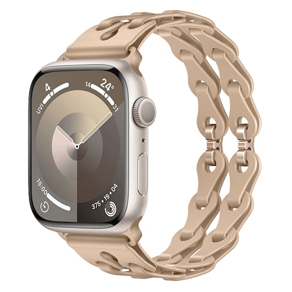 Klockarmband för Apple Watch iWatch 38/40/41/42mm, mjölktefärg, roséguldfärgat spänne