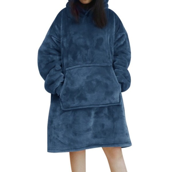 Oversized Hoodie Sweatshirts Damfilt med ärmar Vinterhuva Fleece Sweatshirts Giant TV-filt Damska Sudadera Mujer Blue One Size For All