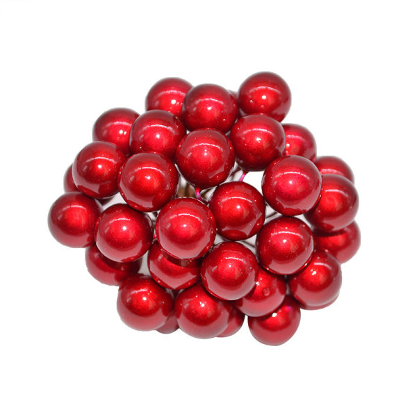 50 stk./lot Mini Kunstige Blomster Frukt Pollenbær Kirsebær Jul Plast Perlebær for Bryllup DIY Gaveeske Dekorerte Kranser F09