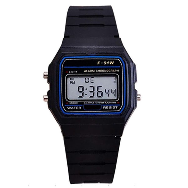F91 Sport Elektronisk watch för barn Multifunktionell watch med armband av självlysande stål White