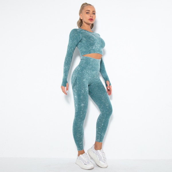 Yoga Sæt Dame Sports Løb Træning Langærmet Sæt Hofte Yoga Bukser Black L