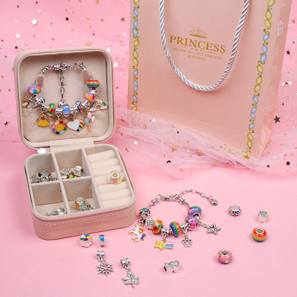 Barns Pedagogiska Handgjorda DIY Pärlarmband Set Kreativt Smyckesarmband Set Presentförpackning Purple jewelry box 66PCs