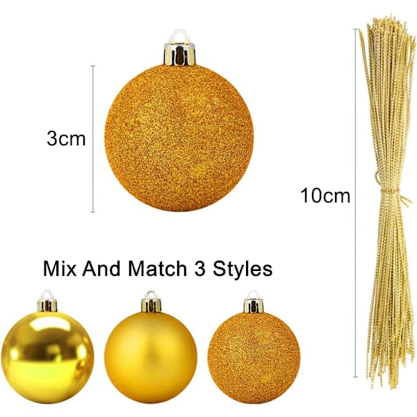 12 st Krossäkra Mini Julkulor Julgransprydnader Små Hängande Pläteringskulor Julhelg Partydekorationer Gold 12pcs Diameter 3cm