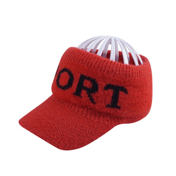 Ny Topløs Hat Efterår og Vinter Damer Koreansk Mode Strikket Hat Tide Alfabet Skyggekasket Udendørs Hold Varmen Red KK Adult (55-58cm)