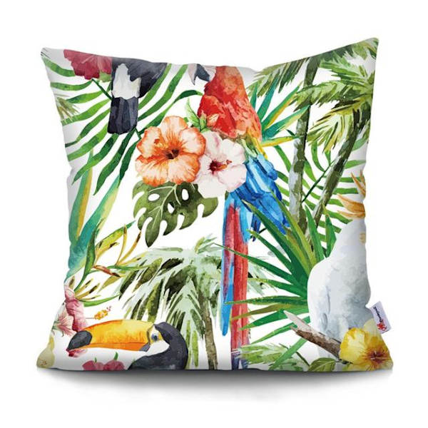 Blomster Putetrekk dekorativ pute Tropisk plante papegøye putetrekk dekorativt putetrekk for sofa Putetrekk 45x45cm BZZD1T99