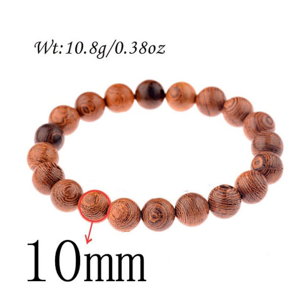 8mm Nya Naturliga Träpärlor Armband Män Svart Etnisk Meditation Vitt Armband Kvinnor Böne Smycken Yoga Armband Homme 005-B2
