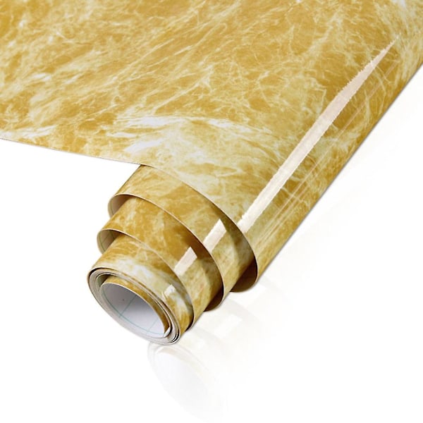 Selvklæbende Marmor Tapet, Skræl og Klæb Klistermærker Marmor Gul 40cm x 1m Marble Yellow 40cm x 1m