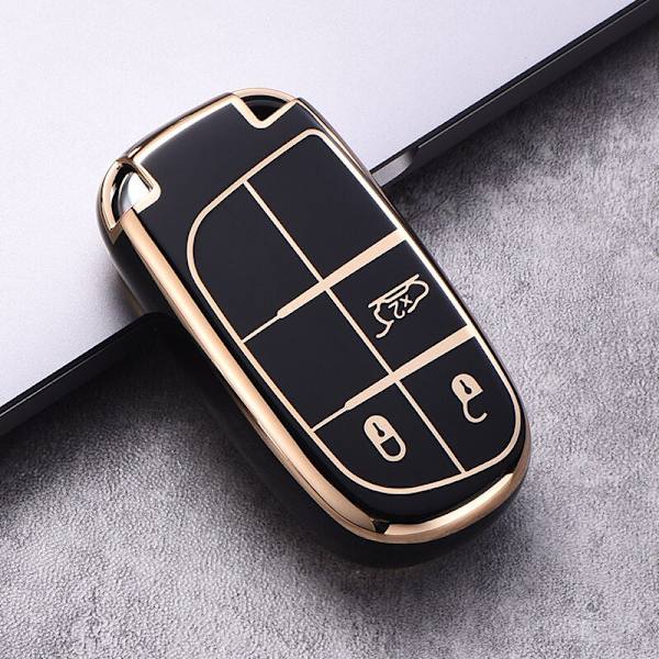 Fashion Blød TPU Bil Nøgle Etui Fuld dækning Til Fiat Jeep Til Dodge Ram 1500 Journey Charger Dart Challenger Durango Tilbehør 2 btns white shell