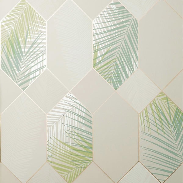 Miami Geometrisk Tapet med Lövmotiv Fine Decor Natur/Grön Natural/Green