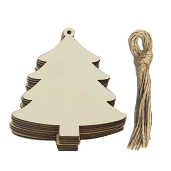 10 st DIY Trä Julgransprydnader Obehandlade Trä Julgran Hängande Dekorationer för DIY Hantverk Jul Hemfest Dekor JM01557