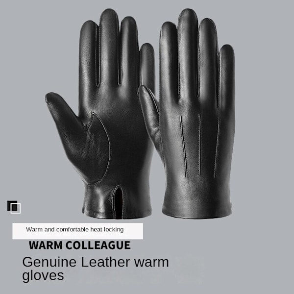 Vinterlæderhandsker til mænd Udendørs Kørsel Vindtætte Varme Gedeskind Touch Screen Varme Handsker Black XXL
