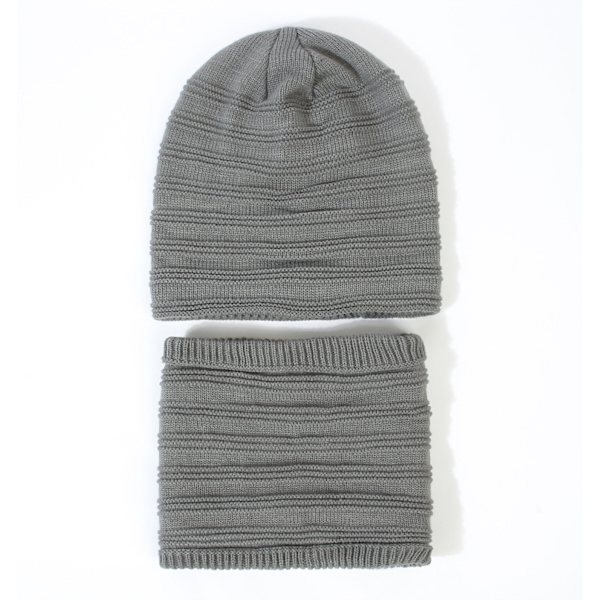 Hatt- och halsduksset för män och kvinnor, höst och vinter, nytt utomhus, köldtåligt, varmt med sammetstickad hatt och halsduk, 2-delat set Army Green