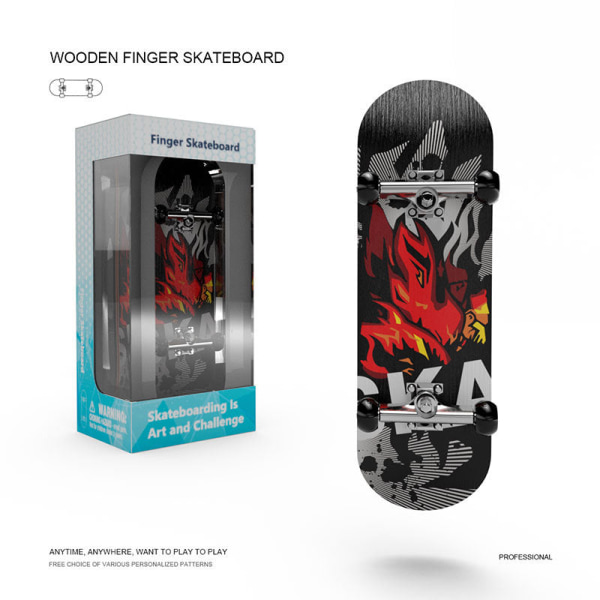 Komplett Fingerboardset i Trä 5 Lager Lönnträdäck Kullagerhjul Legerings Truck Finger Skate Board Mini Skateboard Leksaker för Barn 8020-1 (with bearing wheel)