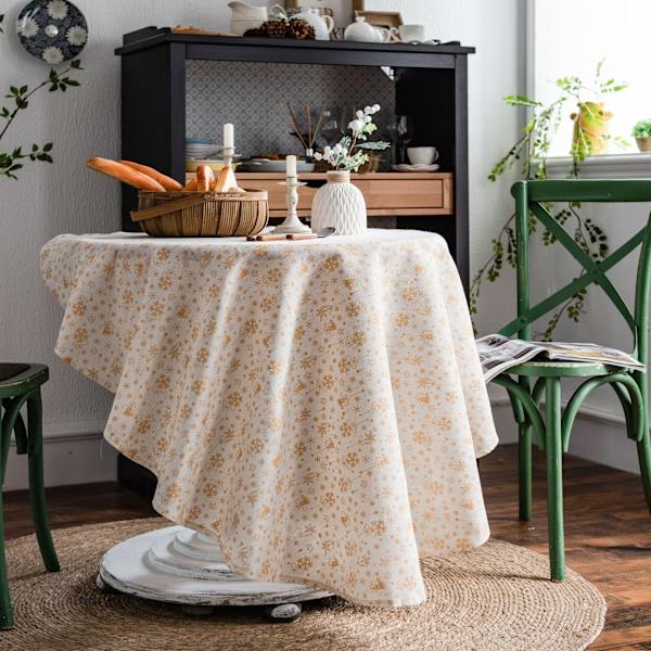 Bomulls-lin duk grønn furugren trykt duk koreansk serviett trykt kaffeduk Carpet geometry Round 150cm