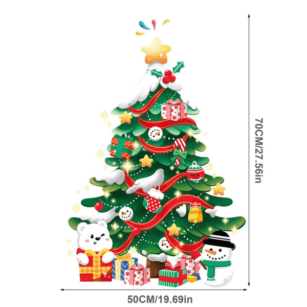 Utsökta julgransmönster fönsterdekaler Jul skyltfönsterdekal PVC självhäftande väggdekaler Jul heminredningsrekvisita Red Sticker