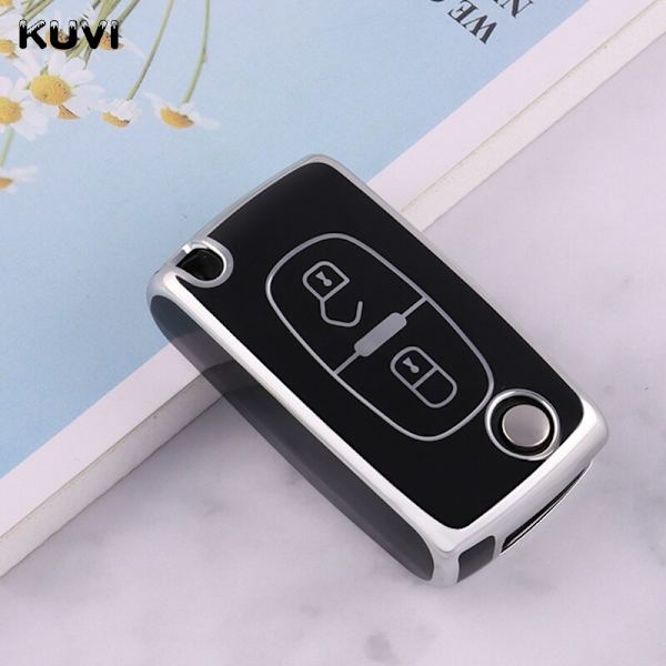 TPU Bil Fjärrnyckel Fodral Skydd För Peugeot 107 207 307 308 407 607 3008 5008 För Citroen Xsara Picasso C5 C6 C8 Nyckellös 3 button White