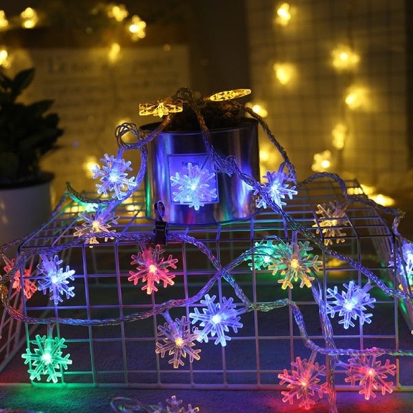 LED Girlang Jul Snöflingor Ljusslinga Hängande Ornament Julgransdekorationer för Hemfest White 3M20LEDs