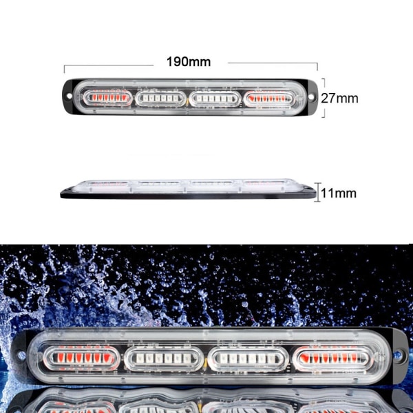 1 stk 24smd LED Strobelys Bil Nødvarsellys 12V 24V Tilhenger Lastebil Strobos Auto Diode Gul Hvit Blinkende Lampe Yellow