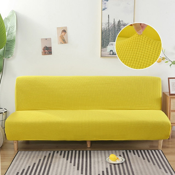 15 Färger Polar Fleece Sofföverdrag för Bäddsoffa Utan Armstöd Vikbar Bänk Överdrag Sofföverdrag X/Z/D Storlek För Hem Hotell Yellow 2xpillowcase 45x45cm