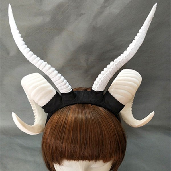 Håndlaget Heks Gotisk Lolita Sauehorn Hodebånd Hårbånd Tilbehør Cosplay Halloween Hodeplagg Prop White