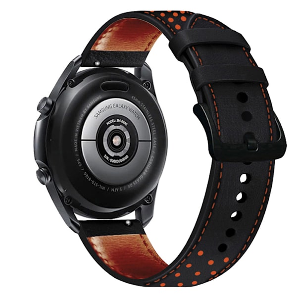 Läderarmband 22mm för Huawei GT2 Samsung S3 Brown orange dots 20mm