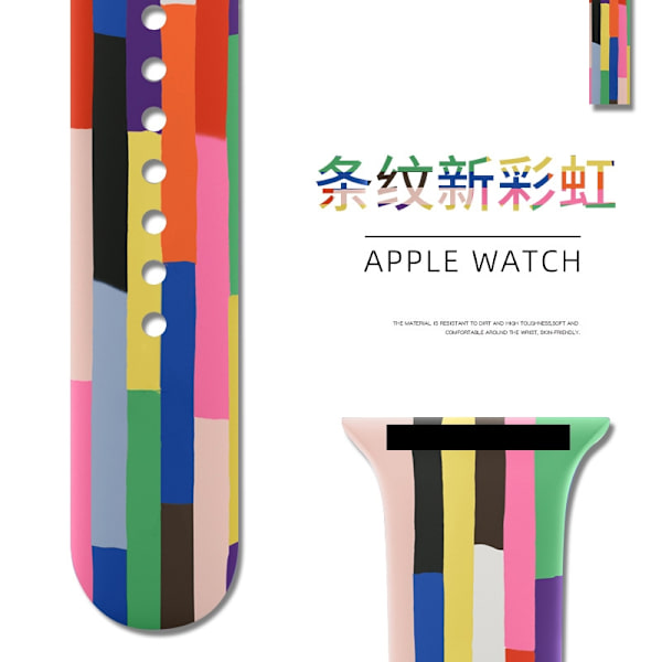 Urrem til Apple Watch iWatch 38/40/41/42mm Standard/S 1 Stribe Regnbue