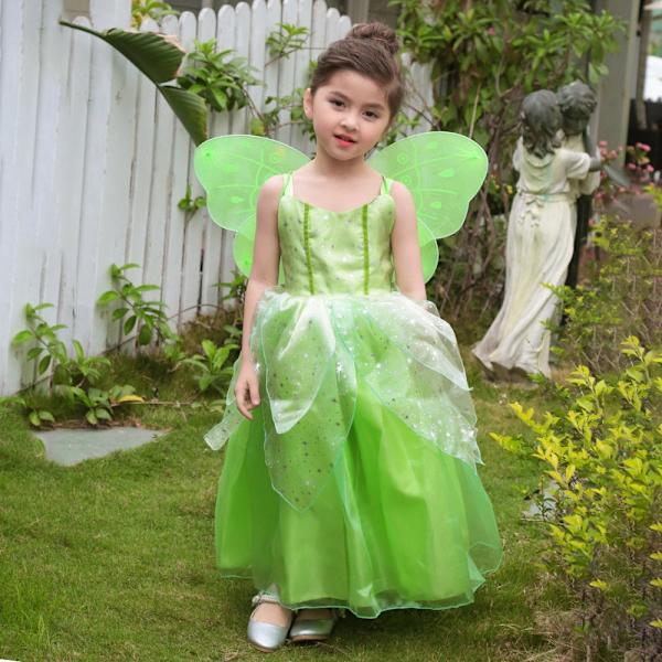 Jente Blomsterfe Tinker Bell Prinsesse Med Vinger Sjarm Kjoler Kostyme Tinkerbell Prinsessekjole Bursdagsfest Barnekostyme 110(size 4-5T) Tinker Bell Sets