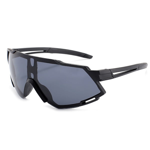Miesten urheilulasit pyöräilyyn, suuri kehys, tuulenpitävät aurinkolasit ulkoiluun ja silmien suojaukseen Black frame Black and Grey lens 17cm