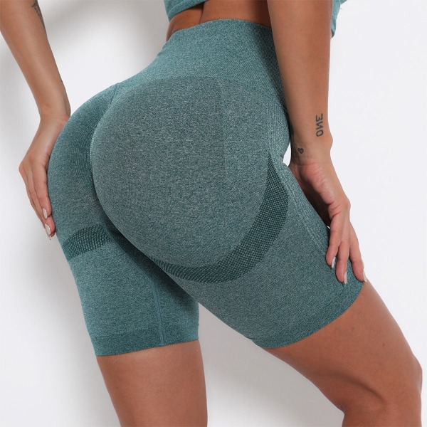 Europæiske og amerikanske højtaljede sports shorts med hofteløft til kvinder, tynde yoga bukser med hofteløft, hurtigtørrende trænings- og løbe fitness bukser 6205 shorts-yellow L