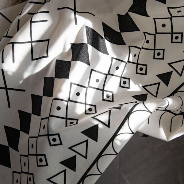 Boho Bomulls- og Lintegritygardin Amerikansk Duskelavslutning Svart og Hvit Trykte Gardiner for Stue Soverom Kjøkken Hjemmetekstil KC58 W150xL220cm