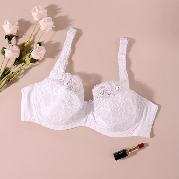 Stora BH:ar för kvinnor 75E 80E 85E 90E 95E 100E Dam Plus Size Spetsunderkläder Ofodrad Ultratunn Mjuk Bomulls BH White 38/85E