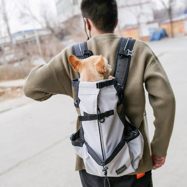 Udendørs Rejse Hvalp Medium Hunderygsæk til Små Hunde Åndbar Gåtur Fransk Bulldog Bæretasker Kæledyrsartikler Blue L-suit 8-16kg