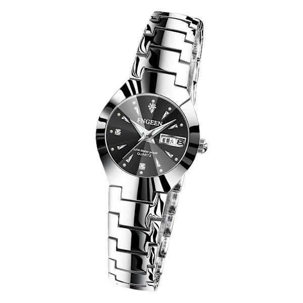 Koreansk Stil Enkel Mode Volframstål Färg Damklocka Studentklocka Herrklocka Damklocka Par Vattentät Ultratunn Herr Quartz Klocka [Women's] black steel-black surface