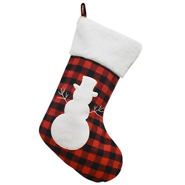 Juldekorationsmaterial Svart och Röd Rutig Julstrumpa Barnens Presentpåse Godispåse Balettstrumpor Snowman
