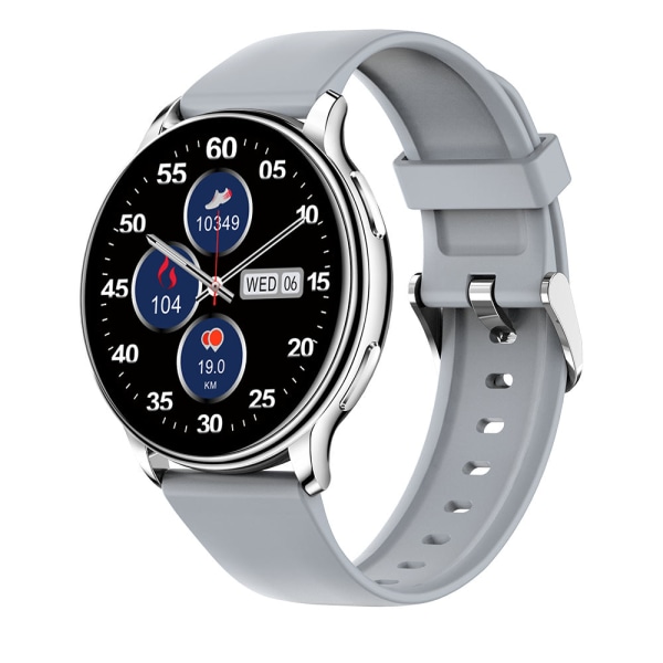 Smartklocka Bluetooth Samtal Puls Blodtryck Blodsyremätning silver case gray glue