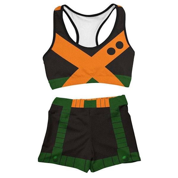 My Hero Academia Cosplay Kostym Bakugou Katsuki Gym Sport Träning Löpning Kort BH Yoga Dräkt Träningskläder Fitness Beige 3XL