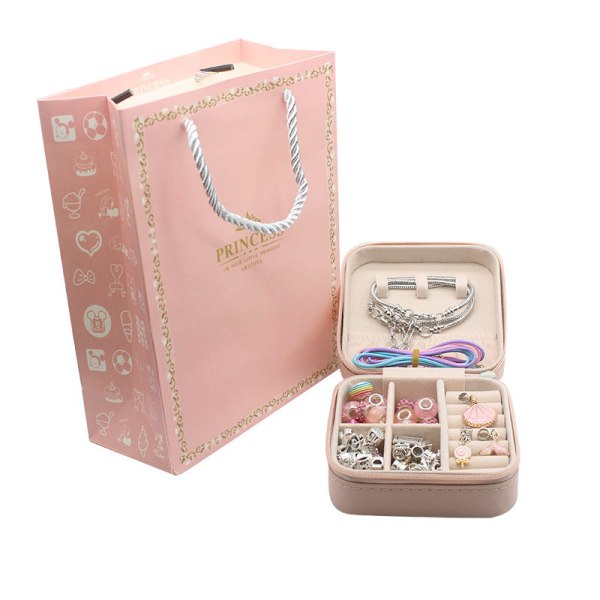 Uusi lasten tee-se-itse rannekoru, suuria reikiä sisältävät helmet, yksisarvissetti, käärmeluuranneke, 3 kaulakorua Color gift set