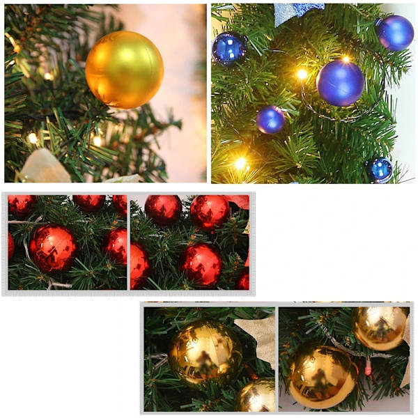 2,7M Jule LED Garland Dekor Krans LED Rattan Garland Dekorativ Grønn Jul Kunstig Juletre Rattan Banner Pinecone RGB LED