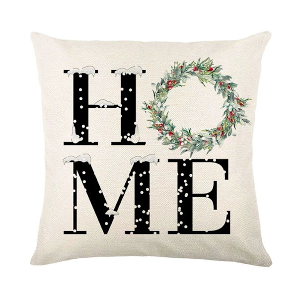 Merry Christmas Kuddfodral 45x45cm Prydnadskudde Vinter Juldekorationer för Hem Träd Hjort Soffa Kuddfodral 32