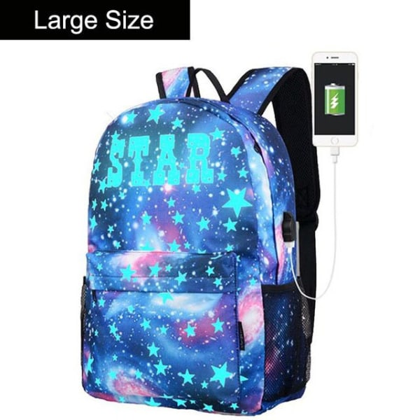 Anime Självlysande Oxford Skolryggsäck Dagväska Axelväska Under 15,6 tum med USB-laddningsport och Lås Skolväska för Pojkar Flickor D large size 1 piece