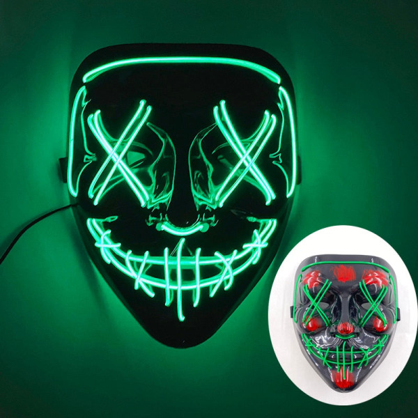 Halloween Neon LED Purge Maske Maskerade Festmasker Lysende I Mørket Sjove Masker Cosplay Kostume Tilbehør 08