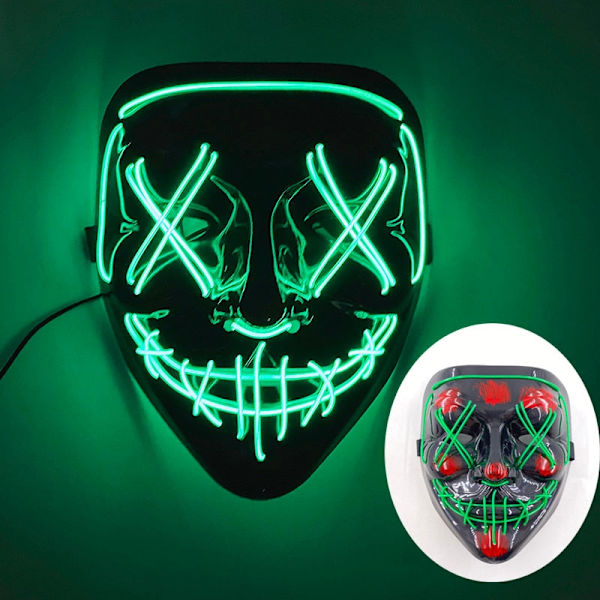 Halloween Neon Led Purge Maski Naamiaiset Juhlat Maskit Valo Valoisa Pimeässä Hauskat Maskit Cosplay Pukutarvikkeet 21